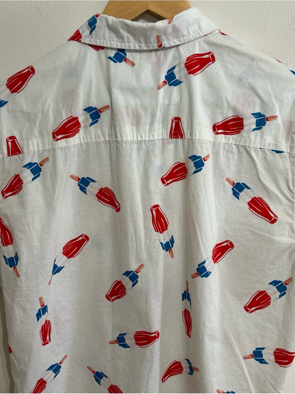 Five Points Youth Retro White Button-Down Shirt with Red & Blue Popsicle Med - Picture 8 of 10